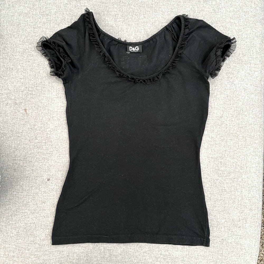 Dolce & Gabbana Women's Black lace trim T-shirt